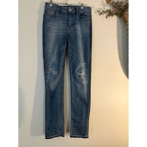 Y2K Paris Bling Rhinestone Midrise Bedazzeled Jeans Slim Stretch 30" Inseam 4-6
